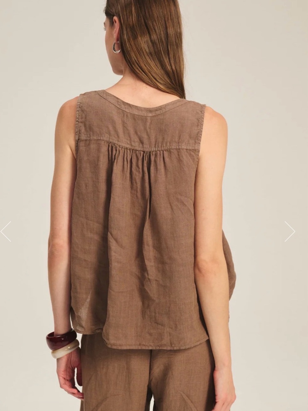 Velvet by Graham & Spencer Brown Sleeveless Linen Tank - Picture 2 of 4
